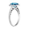 Cushion Blue Topaz & Diamond Ring in White Gold